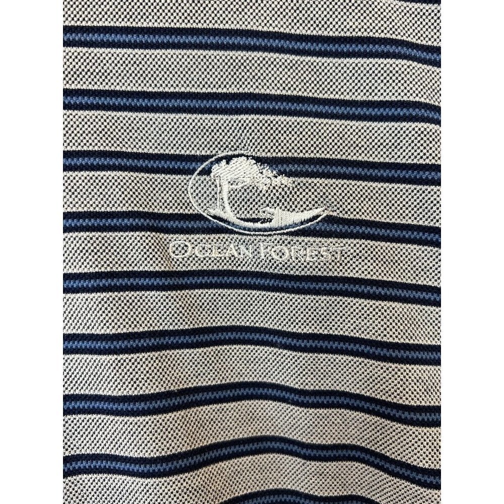 Fairway & Greene L  Shortsleeve Polo Gray Navy Stripe‎ Ocean Forest Golf Club - Picture 2 of 5